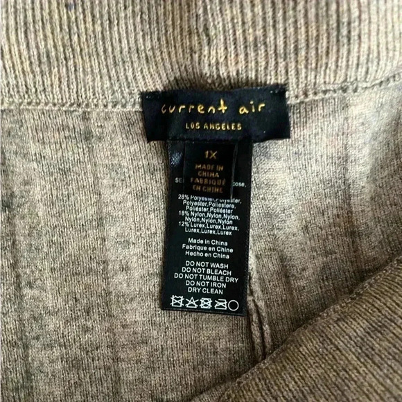 [XL]Current Air Anthropologie Viscose Rib Knit  Wide Leg Cropped Sweater Pants - Picture 8 of 8